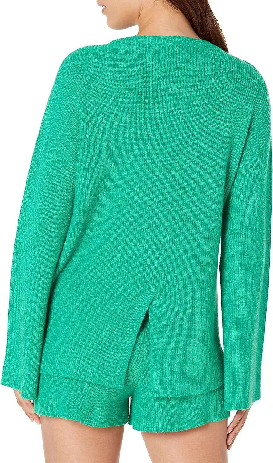 Women's Alice Crewneck Back-Slit Ribbed Pullover Sweater