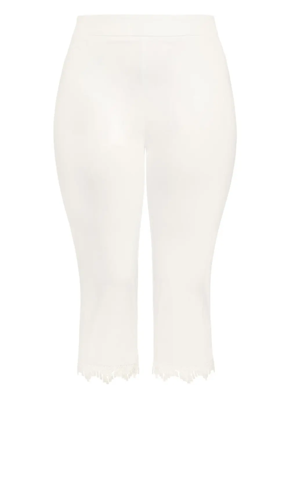 Evans White Lace Trim Cropped Leggings