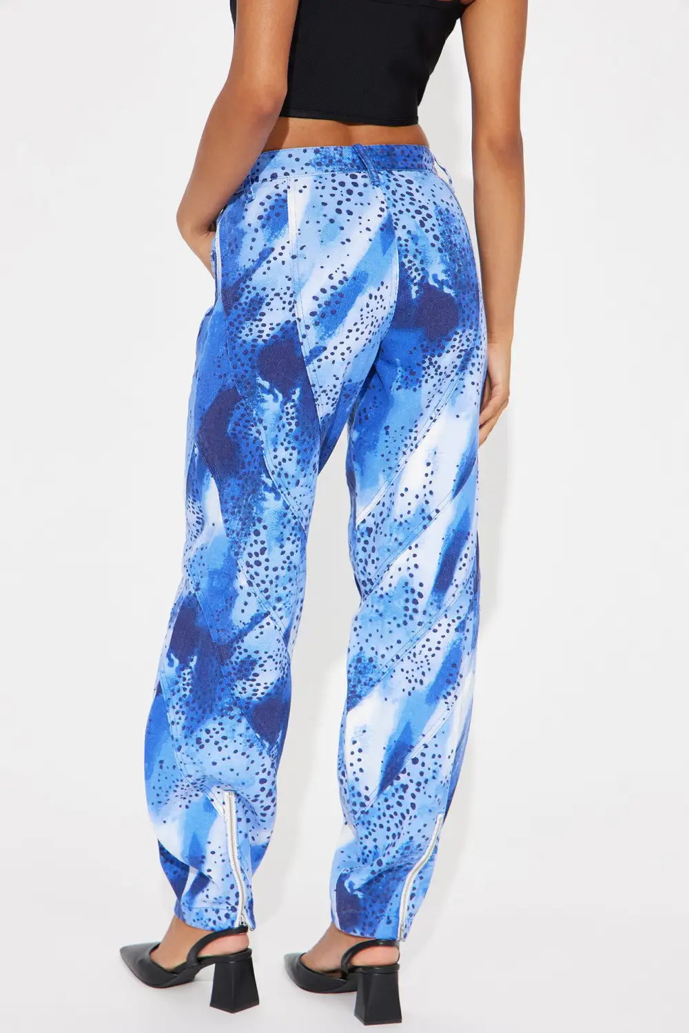 Comes In Waves Taper Leg Baggy Jeans - Blue