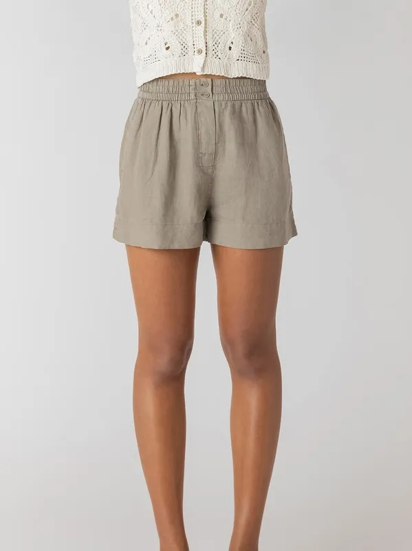 Mid-Rise Linen Blend Shorts