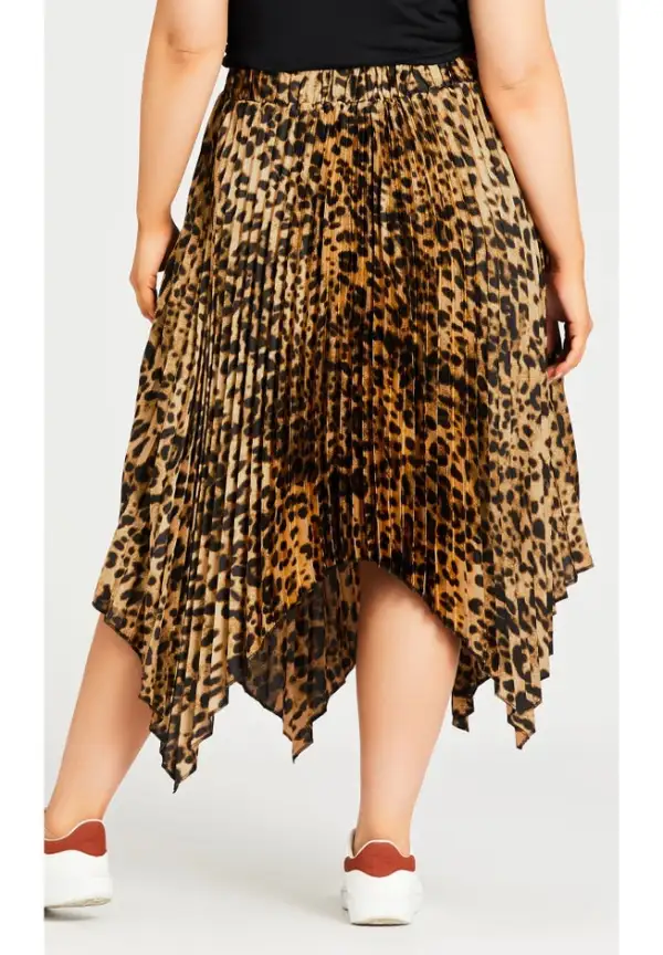 Pleated Print Skirt