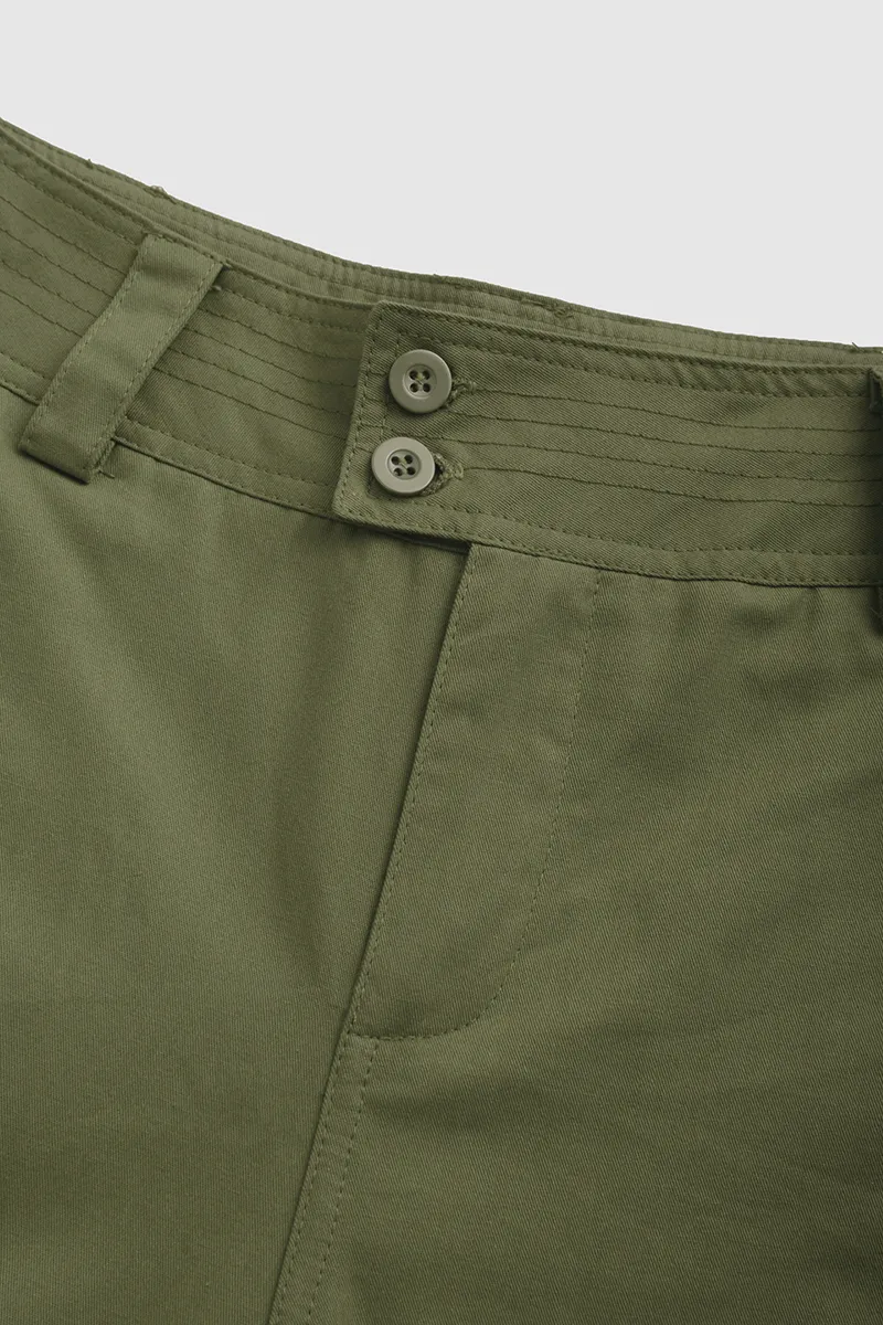 Flap Pocket Zip Detail Straight Leg Cargo Pants