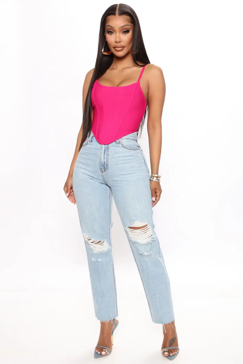 Yours Truly Bandage Corset Top - Magenta