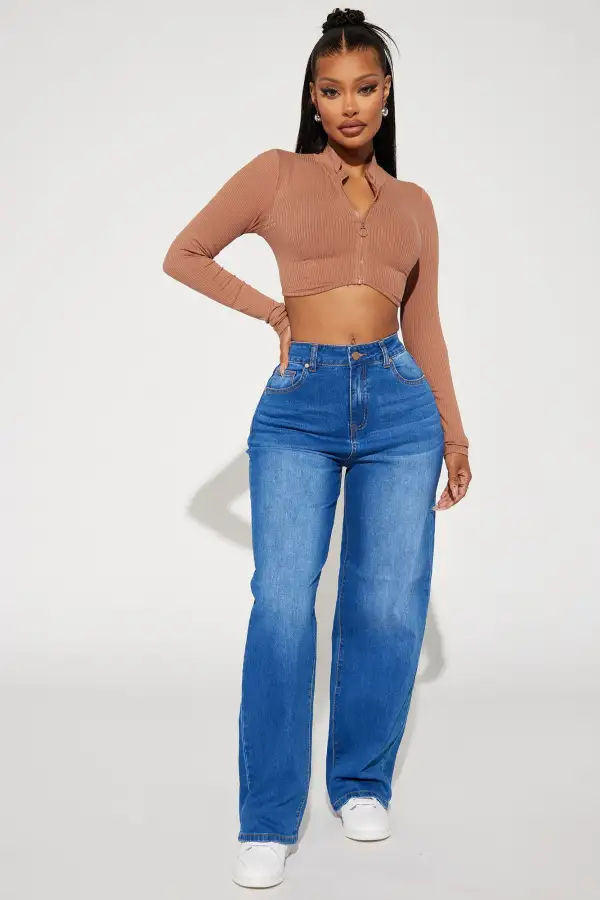 Nikita Ribbed Zip Up Top - Taupe