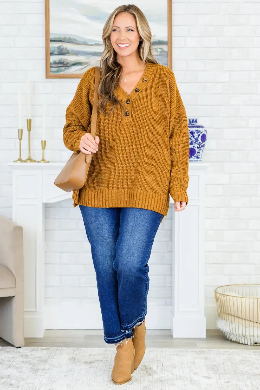 At The Summit Sweater, Camel