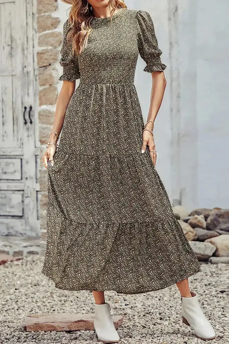 Summer Ruffle Bohemian Tiered Smocked Maxi Dress