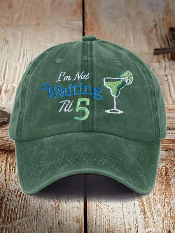 Retro I'm Not Waiting Til 5 Margarita Print Baseball Cap