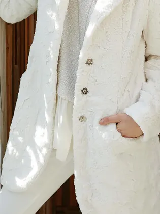 Fleece Plain Casual Teddy Jacket