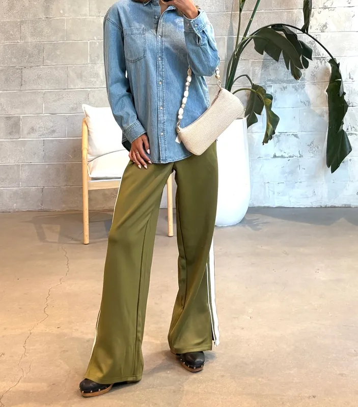 Striped Wide Leg Track Pants