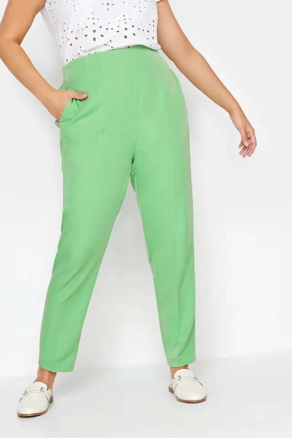 YOURS Curve Bright Pink Darted Waist Tapered Trousers