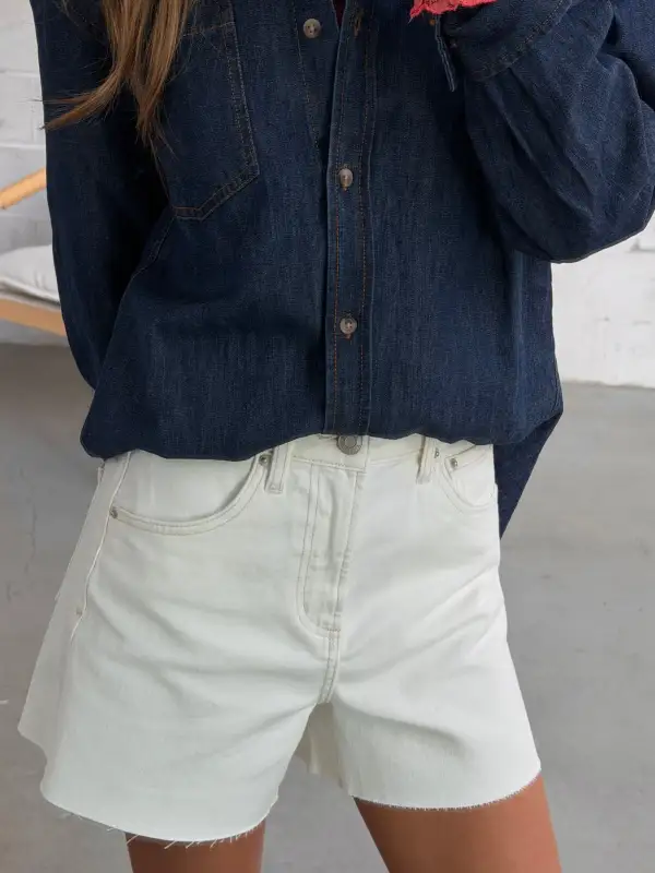 Mid-Rise Denim Pull-On Shorts