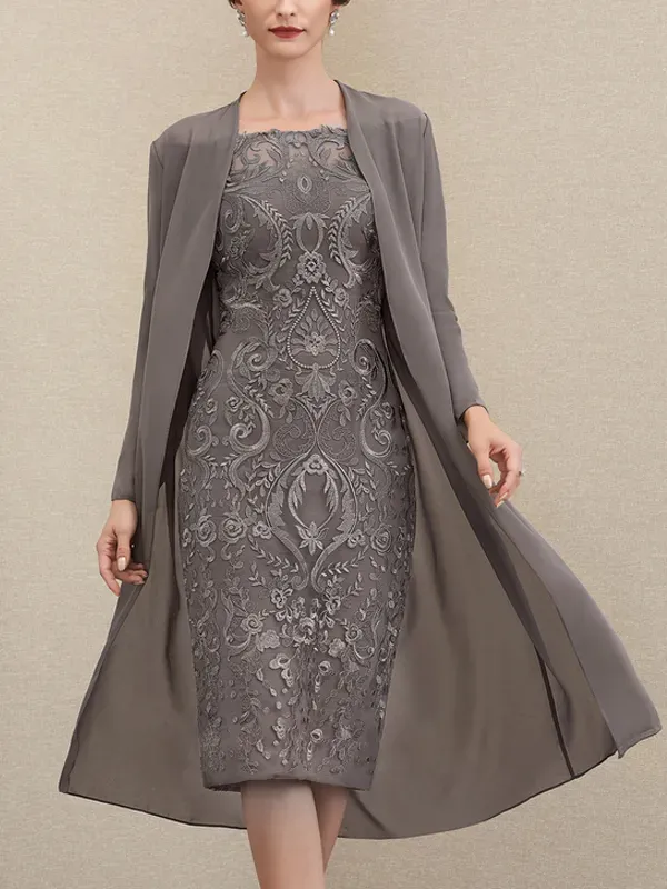 Off-Shoulder Lace Dress Chiffon Top Set