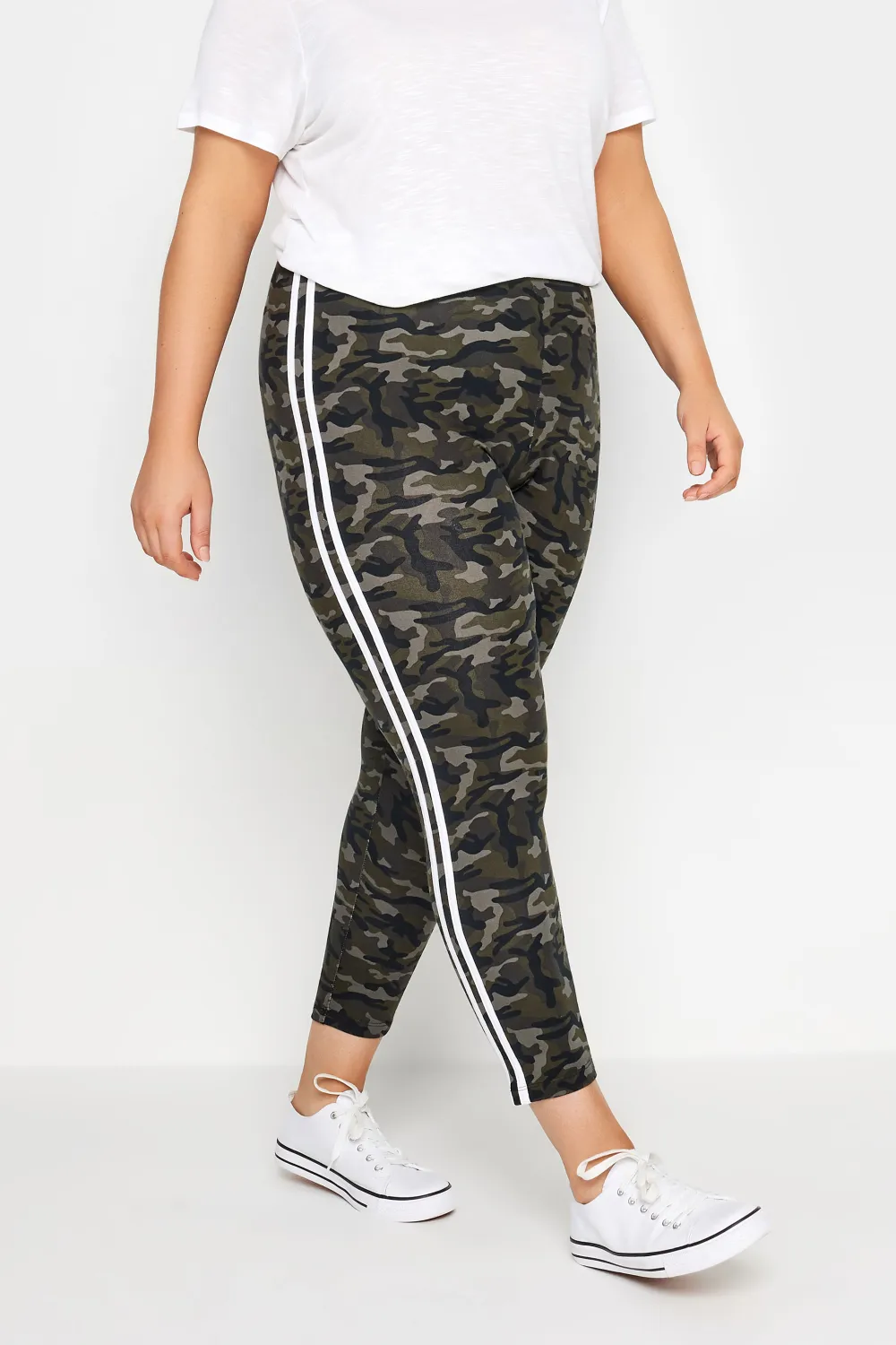 Evans Green Camo Striped Leggings