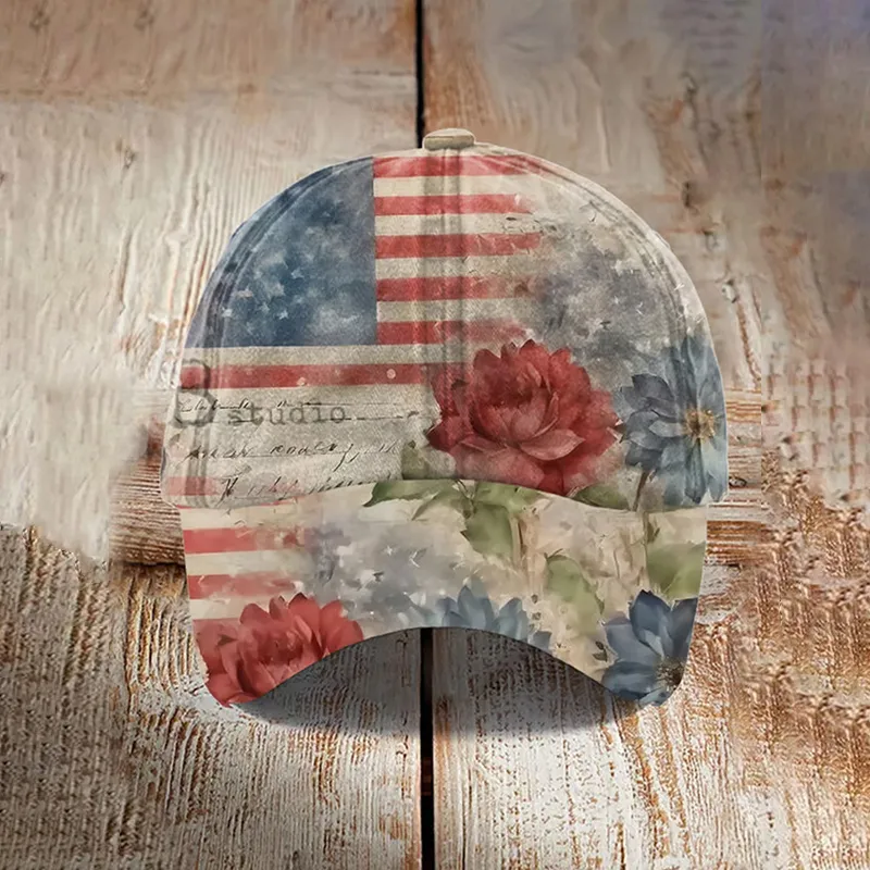 Unisex Independence Day Vintage Art Floral Print Hat
