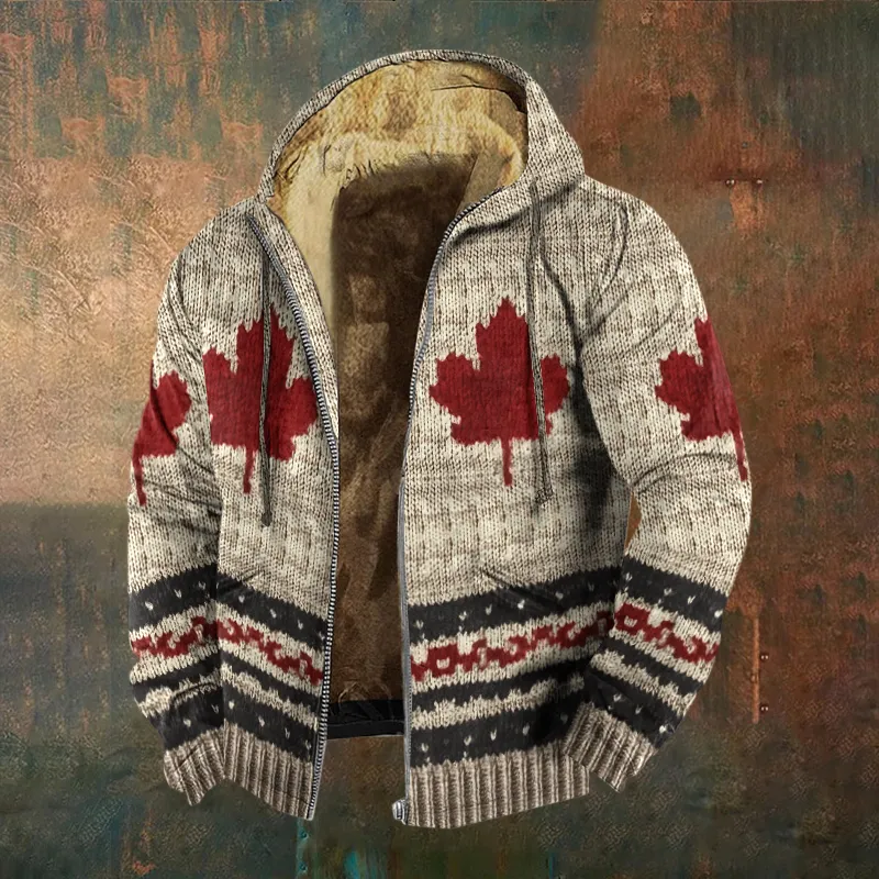 Men's Vintage Canada Maple Leaf Zipper Jacket