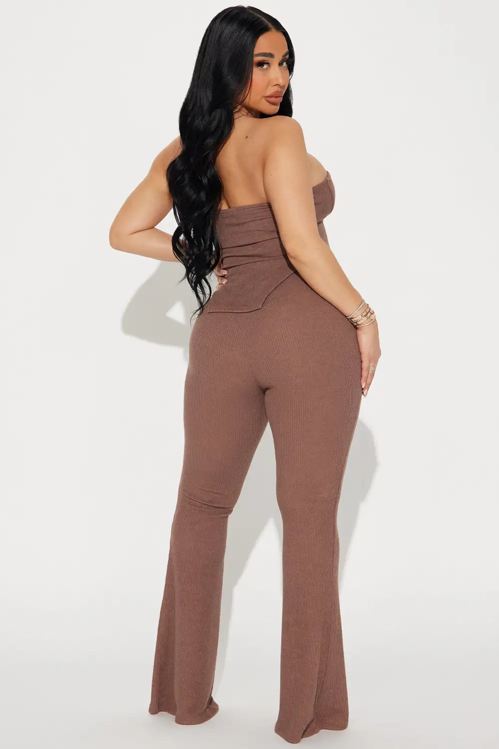Call My Name Ribbed Pant Set - Mocha