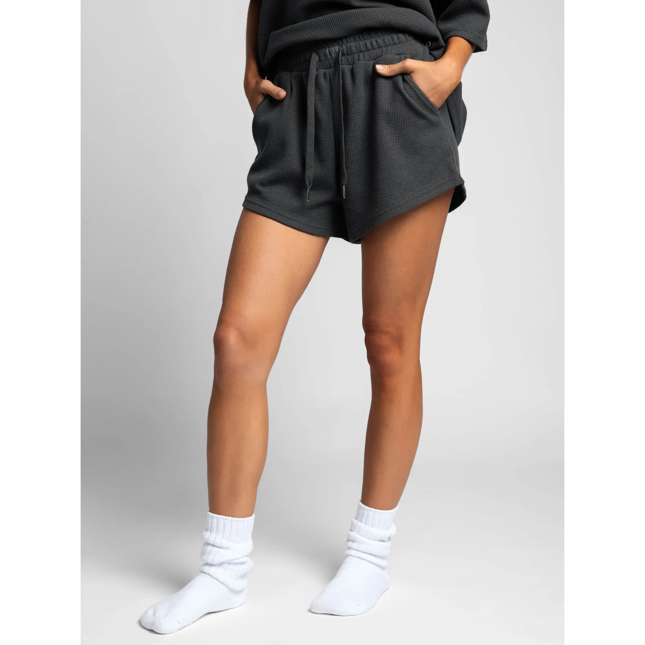 🔔🔔🔔🔔🔔🔔🔔🔔🔔🔔🔔🔔Last Few Hours &ndash; Act Fast ! Women's Textured Waffle Knit Lounge Shorts With Drawstring