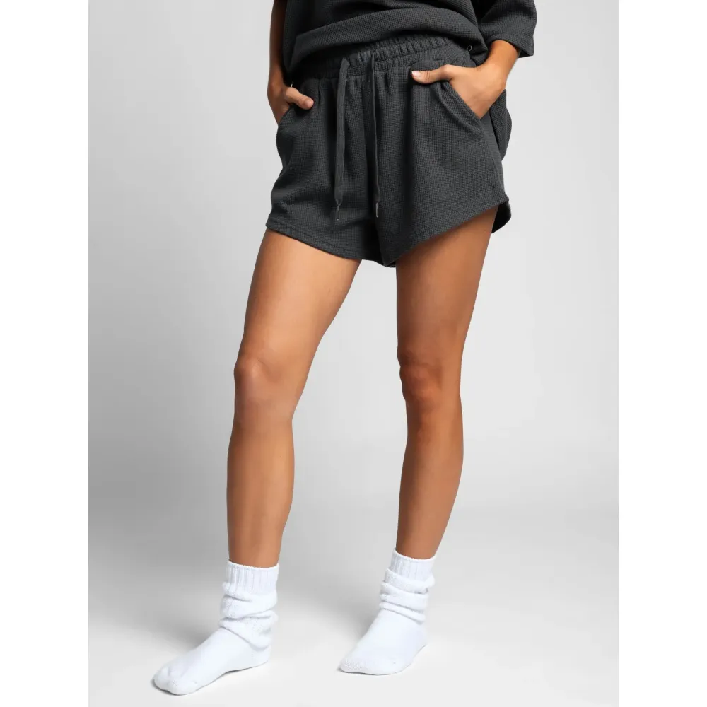 🔔🔔🔔🔔🔔🔔🔔🔔🔔🔔🔔🔔Last Few Hours – Act Fast ! Women's Textured Waffle Knit Lounge Shorts With Drawstring