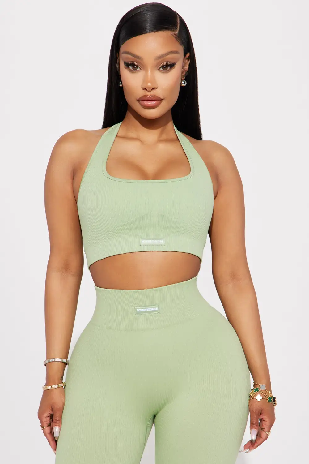 Flexibility Seamless Ribbed Sports Bra - Sage