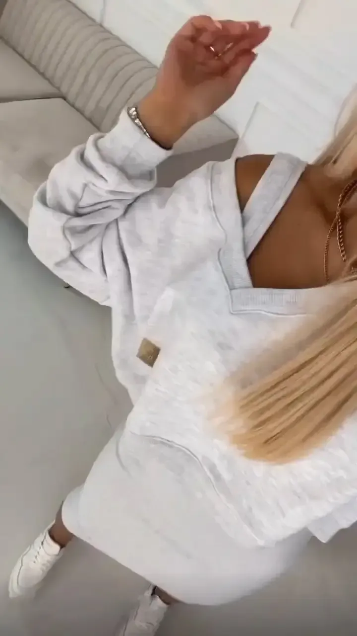 Women's V-neck Solid Color Casual Dress Suit