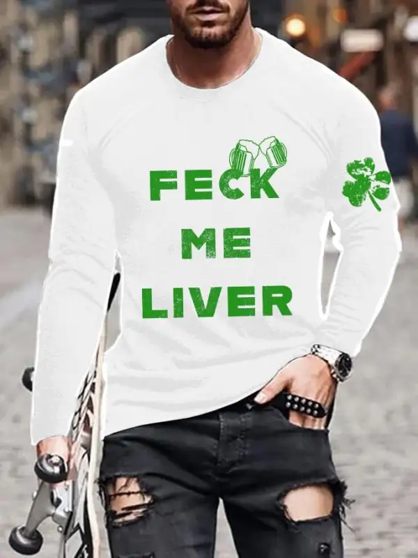 Men's St. Patrick's Feck Me Liver Clover Irish Print Top