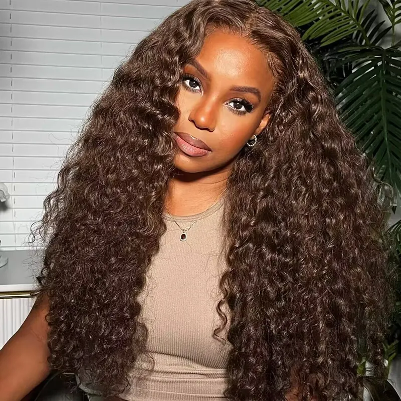 250% Density Chocolate Brown 13×6 Lace Deep Wave Wig Premium Super Double Drawn Wig