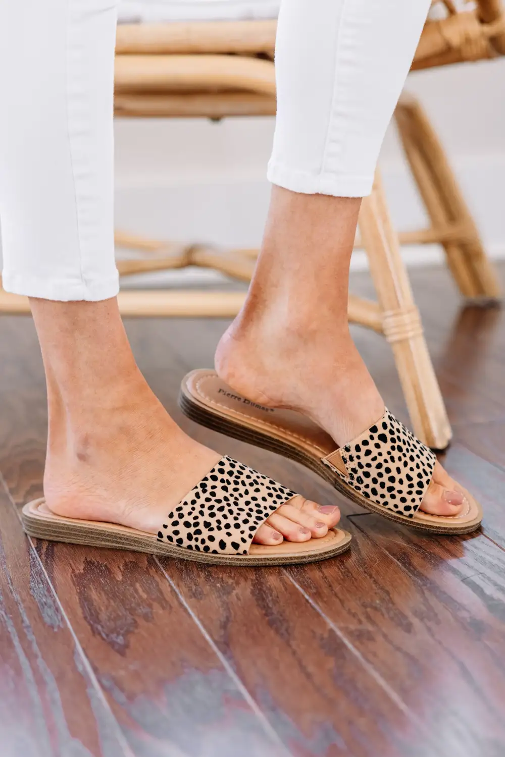 Walk With Me Tan Brown Spotted Slide Sandals