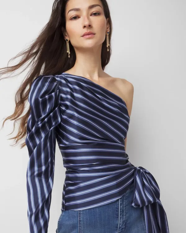 One-Shoulder Satin Blouse