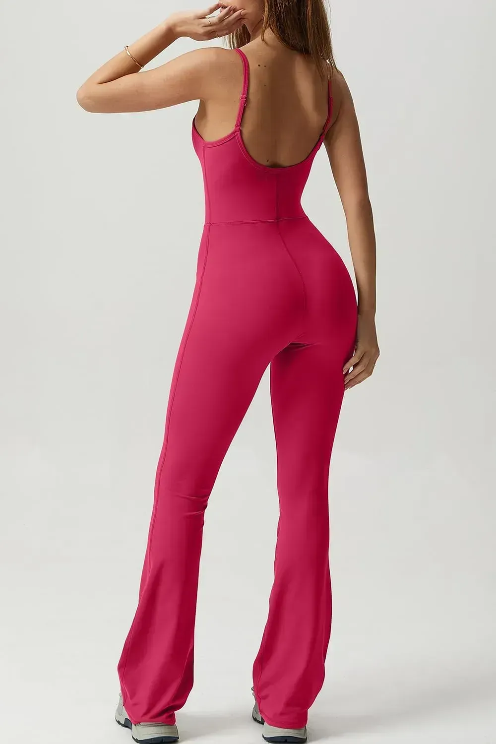 Flare Jumpsuits for Women Spaghetti Straps Scoop Neck Bodycon Full Length Casual Unitard Playsuit