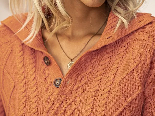 Red Brown Casual Knitted Sweater