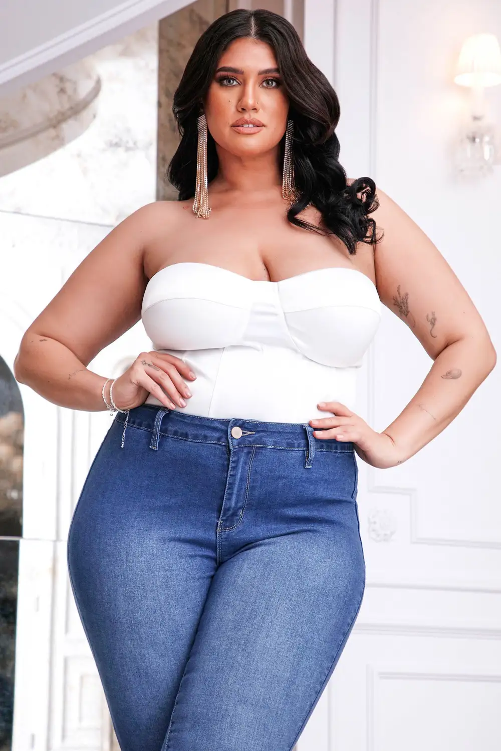 Please Her Satin Corset Top - White