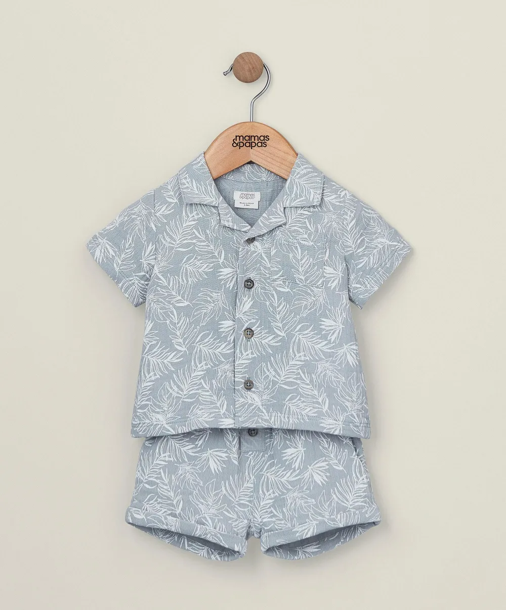 Palm Shirt & Shorts Outfit Set