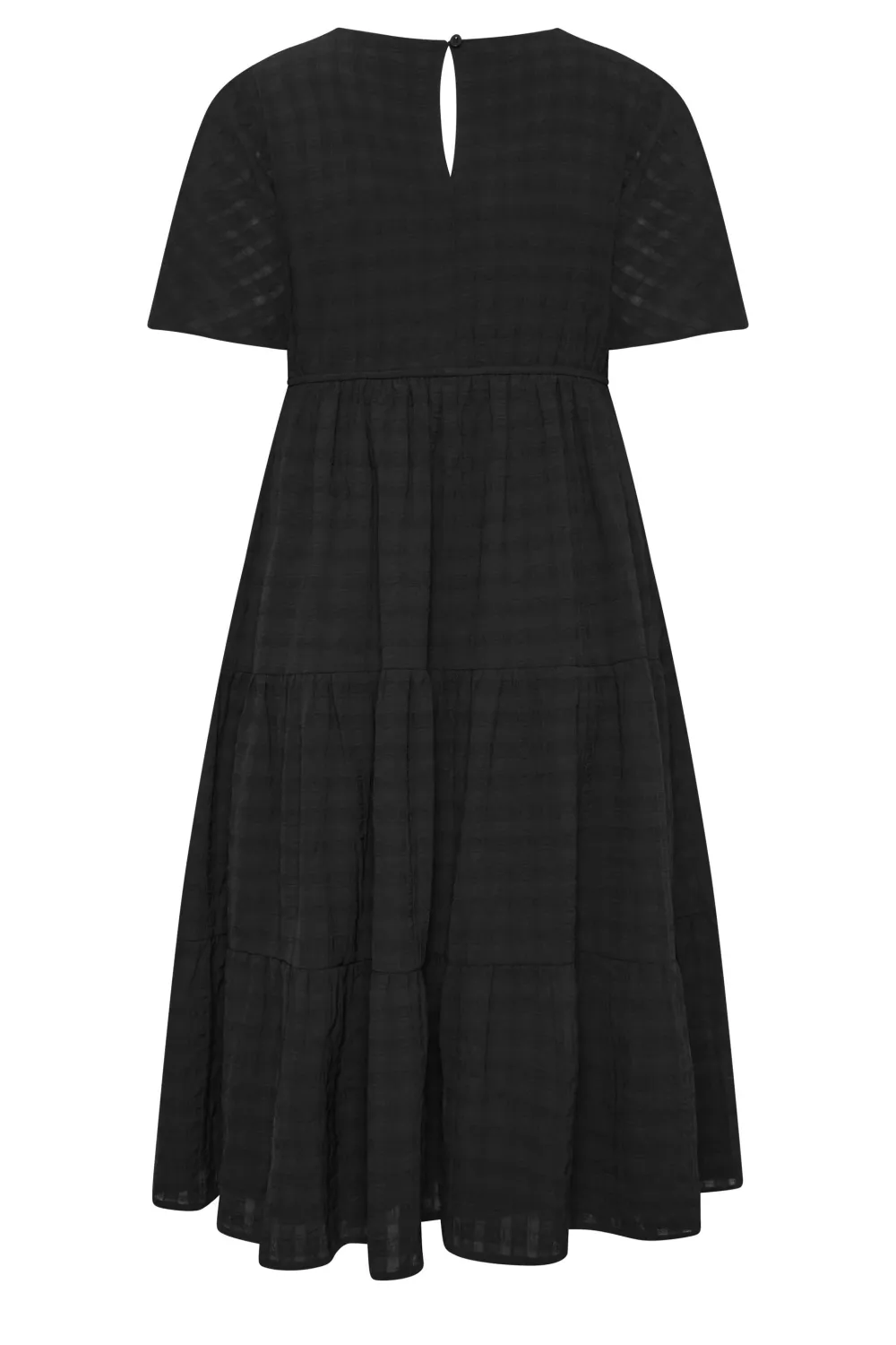 YOURS Curve Black Textured Tiered Smock Dress