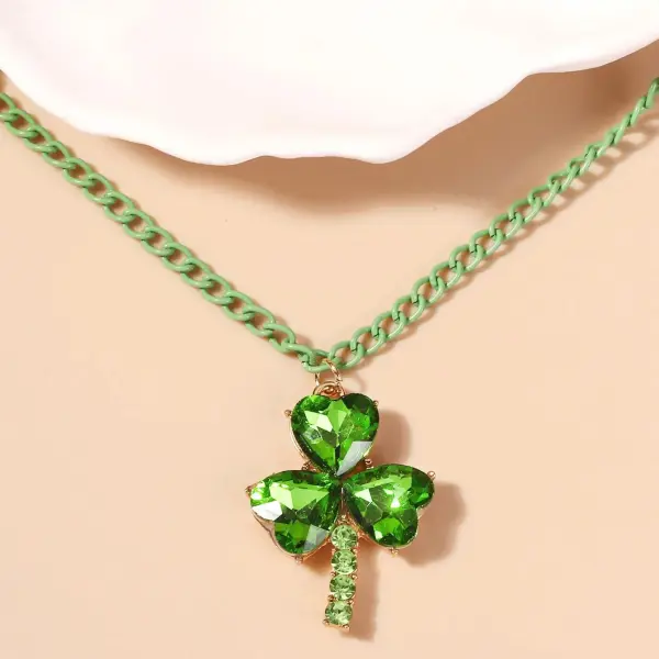 St. Patrick's Day Four-Leaf Clover Dangle Necklace