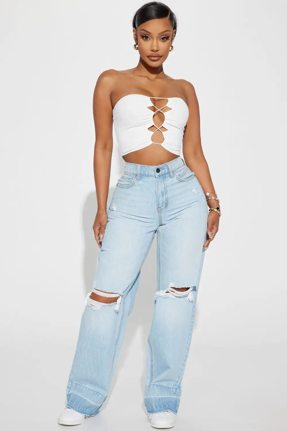 Felt Cute Might Delete Tube Top - White