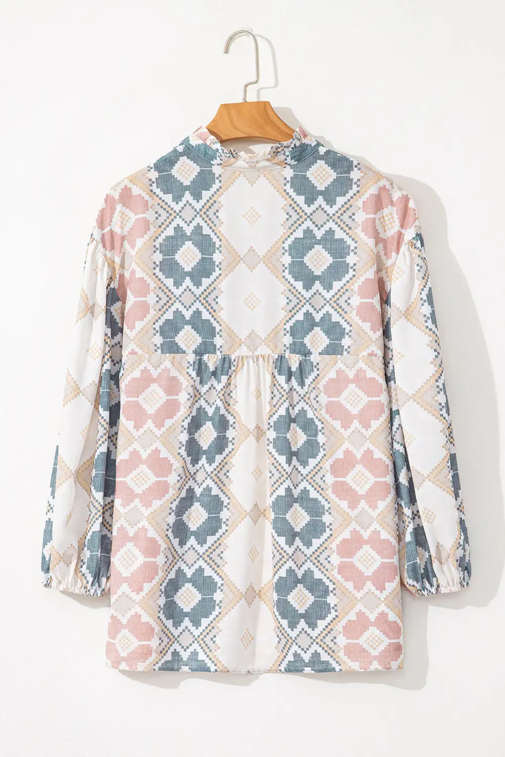 Geometric Print Western Inspired Tassel Detail Blouse