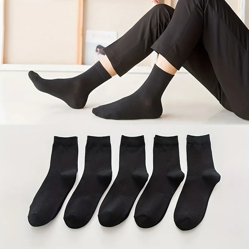 Five Pairs Of Black Sports Casual Socks