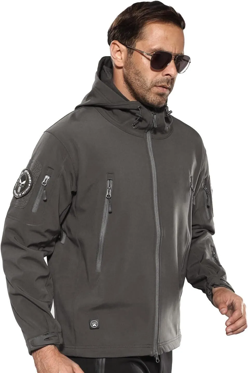 Men's Outdoor Waterproof Soft Shell Hooded Military Tactical Jacket