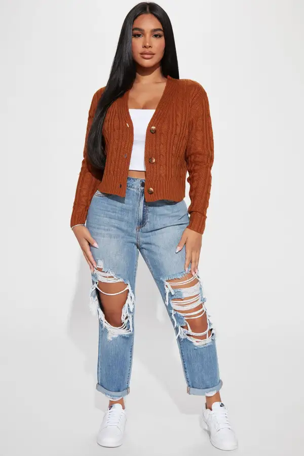 Nights Like This Cable Knit Cardigan - Cognac