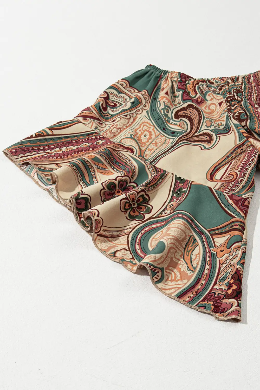 Paisley Ruffled Smocked Blouse