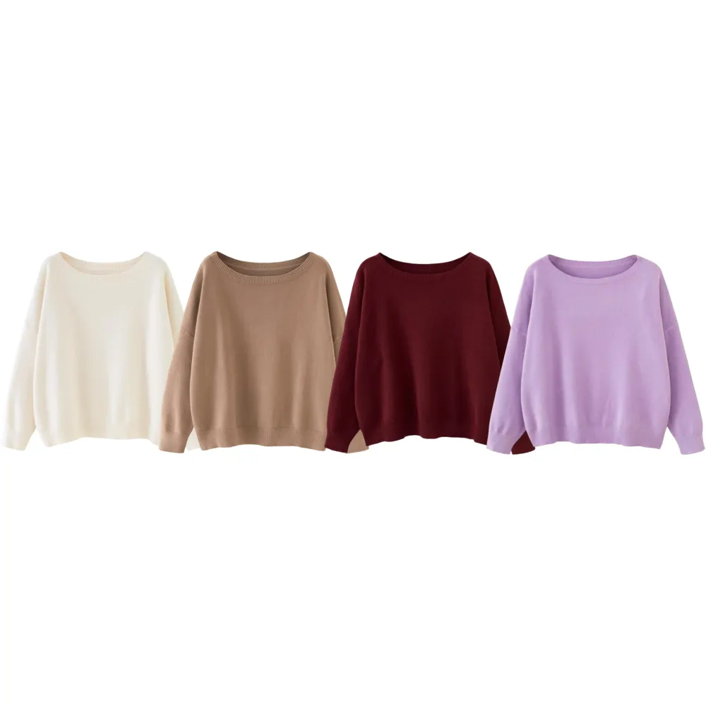 Women's Plain Scoop Neck Sweater