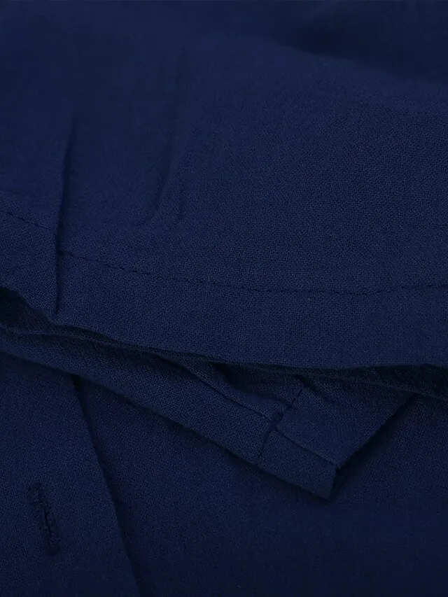 Women's Shirt Blouse Cotton Black White Blue Solid Color Button Pocket 3/4 Length Sleeve Work Daily Streetwear Daily Basic Shirt Collar Regular Fit Spring Fall Fall & Winter