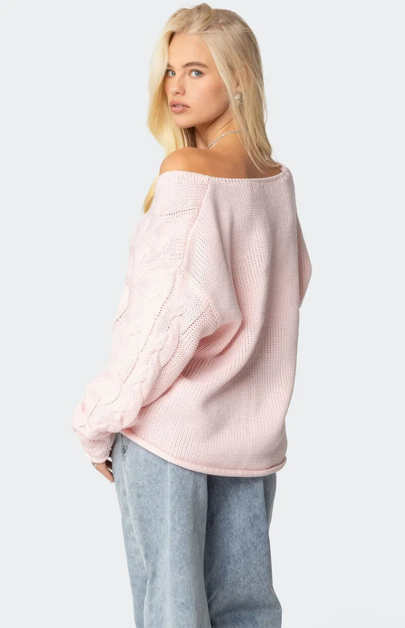 Edikted Inga Oversized Cable Knit Sweater