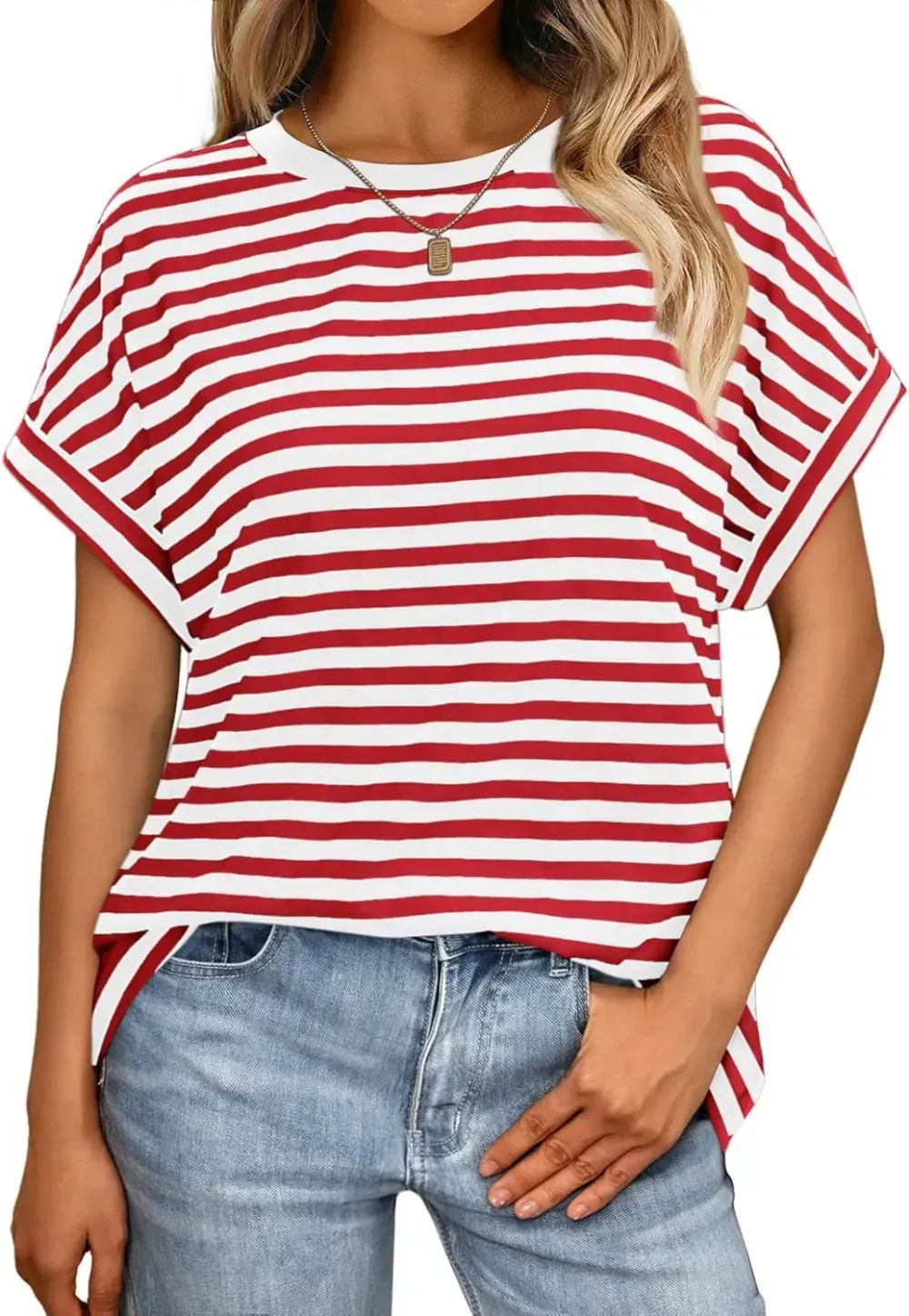 AUTOMET Women Tops Casual Basic T Shirts Loose Fit Crewneck Short Sleeve Summer Outfits