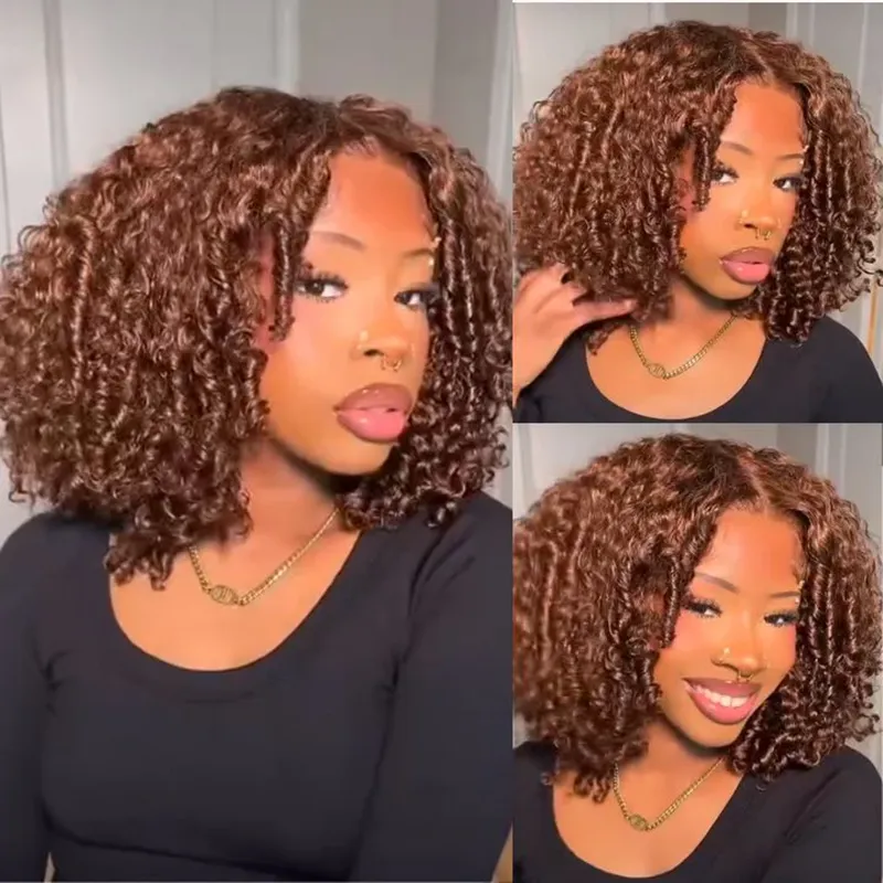 Sterly Chocolate Brown Afro Kinky Curly Short Bob Hairstyle