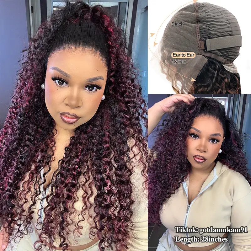 Flash Sale | P1B/99J Highlight 13x6 Body Wave Wig 16-34 Inches Transparent Lace Front Human Hair Wigs