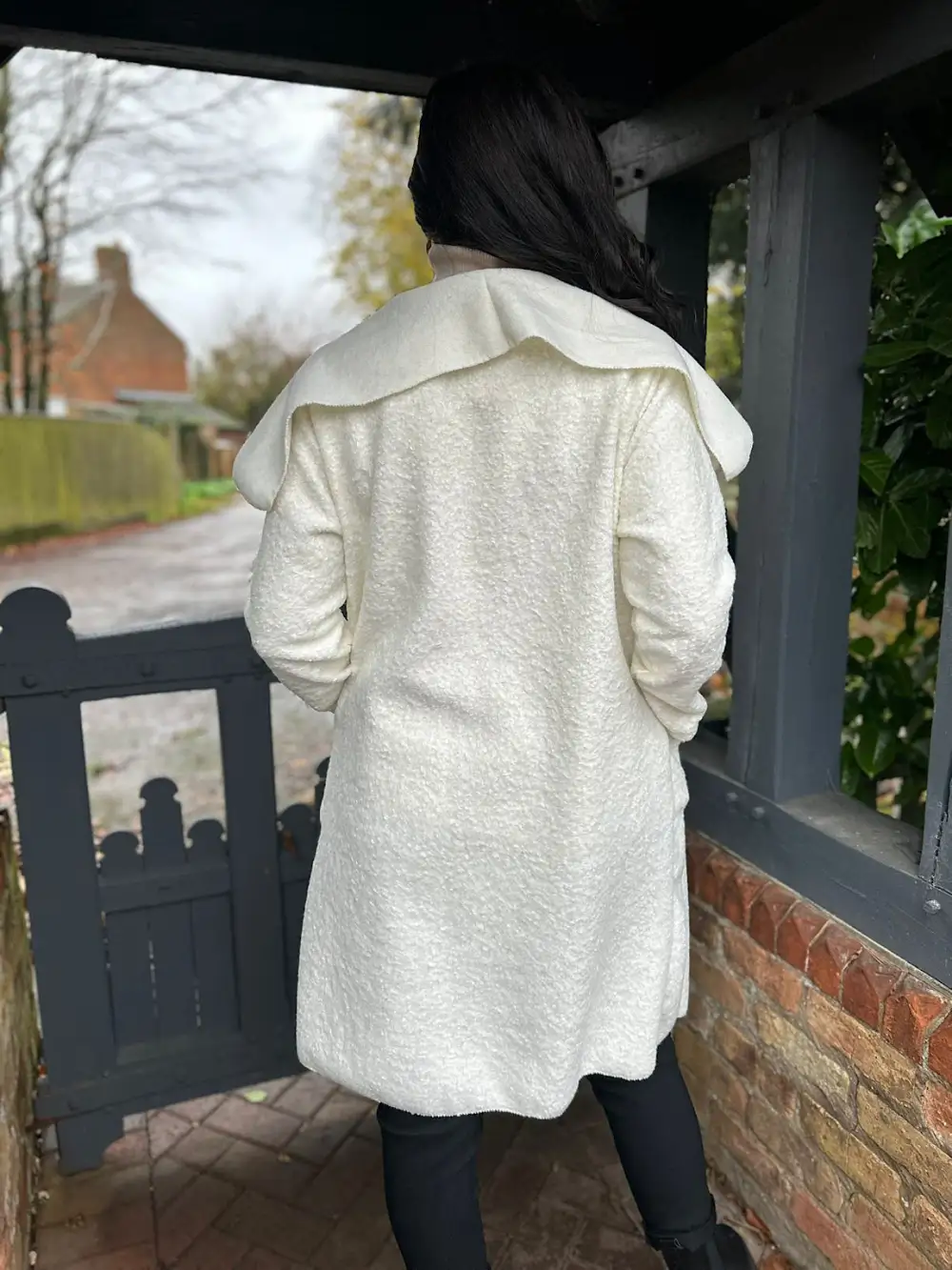 Winter White Waterfall Boucle Coat Esther