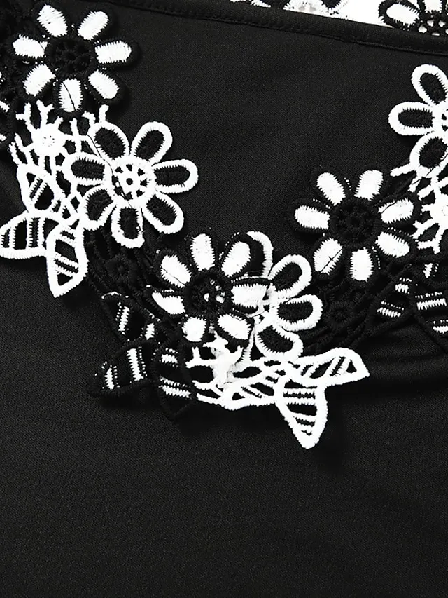 Women's Casual Dress Summer Dress Plain Dress Plain Lace Strap Mini Dress Fashion Modern Outdoor Street Sleeveless Regular Fit Black White Red Summer Spring S M L XL XXL