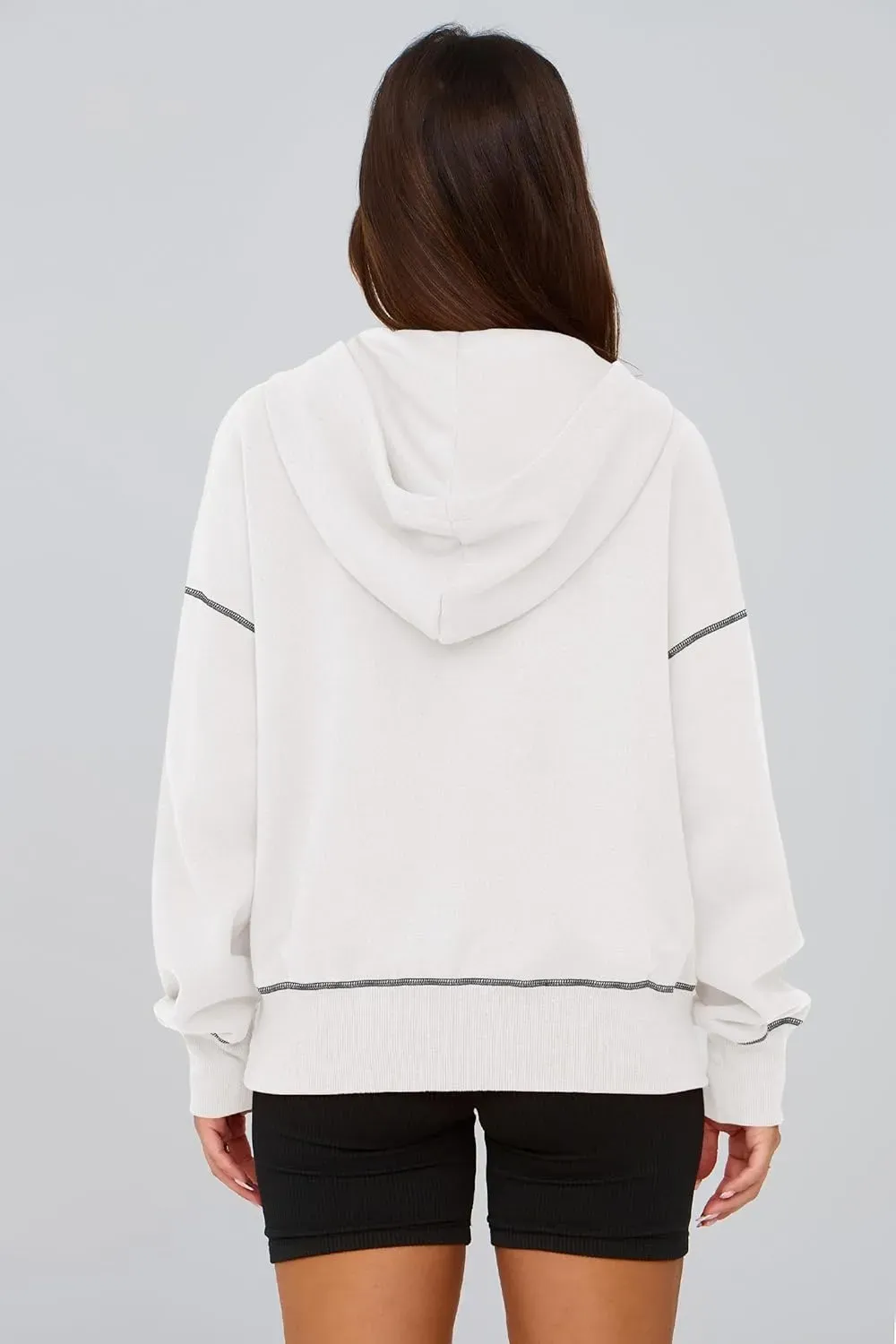 Women's Hooded Sweatshirts Long Sleeve Half Zip Cropped Hoodie Pullover Winter Fashion Clothes