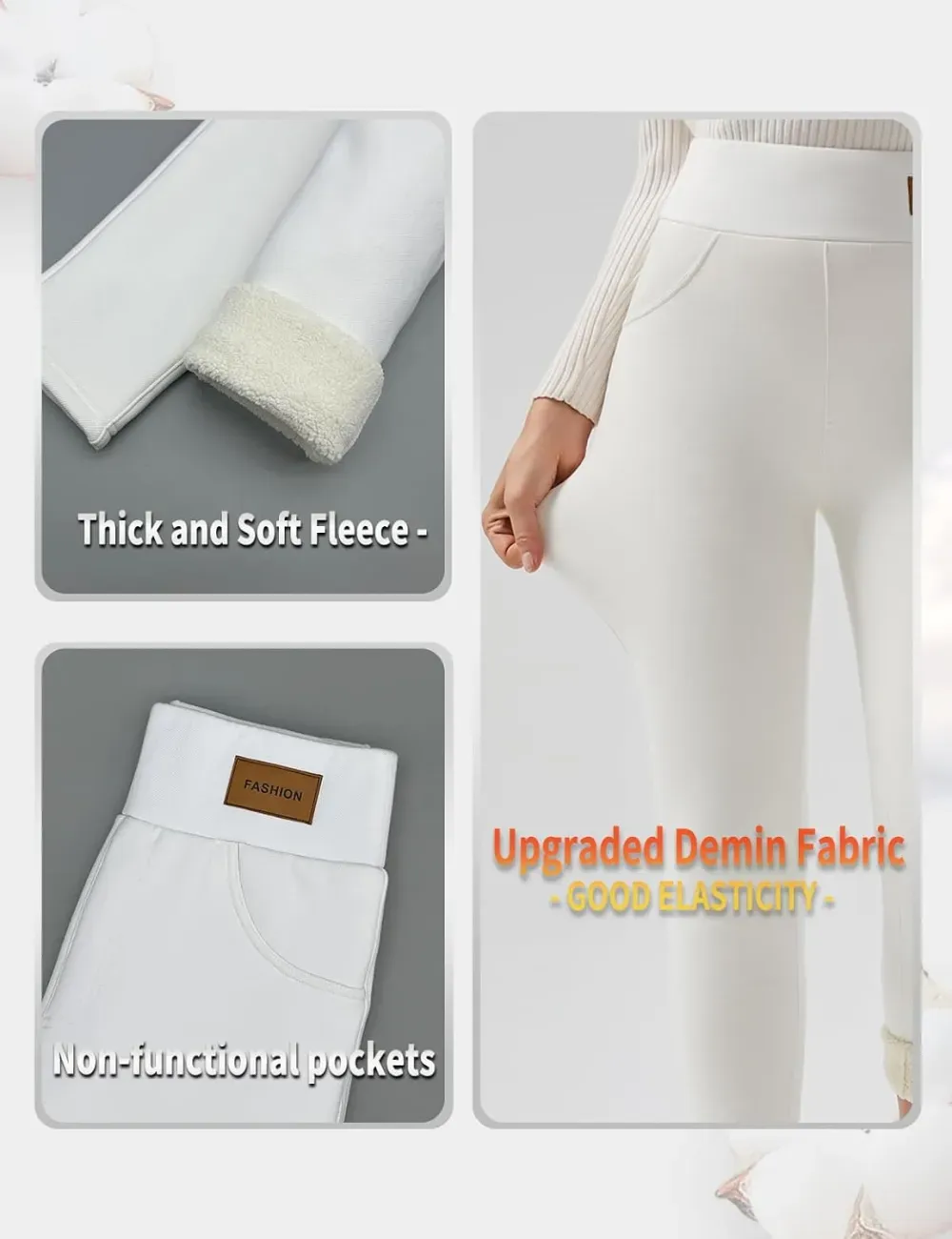 Women Winter Warm Thick Leggings Fleece Lined Stretchy Soft Thermal Sherpa Pants High Waist Tights